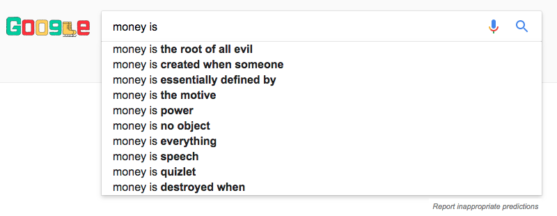 money is autocomplete example from Google